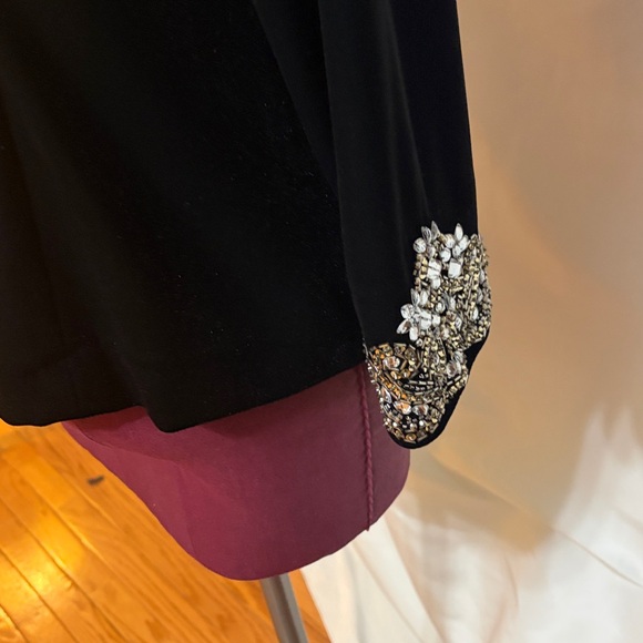 Alex Evenings Black Velvet Jacket with Embellished Sleeves - Picture 8 of 14